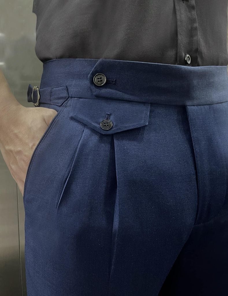Quần Âu Nam Sidetab Navy - detail images