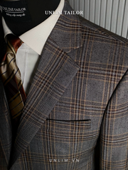 Suit Kẻ Ô Cổ K Sọc Cam - detail images
