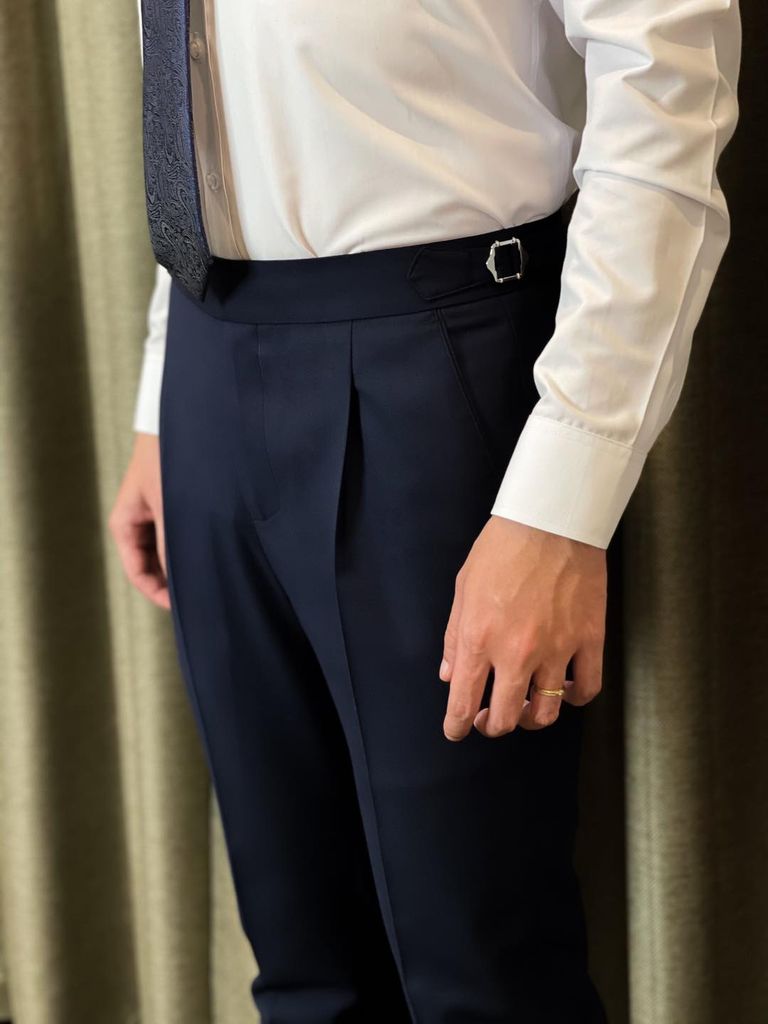 Quần Âu Nam Sidetab Xanh Đen - detail images