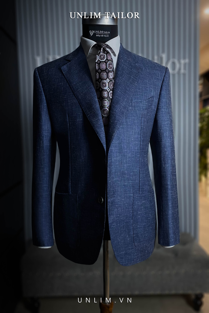 Blazer Xanh Hoạ Tiết Xước - detail images