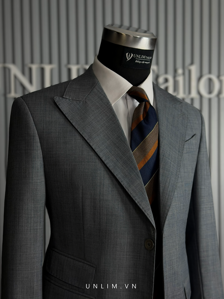 Suit Xanh Xám Cổ Nhọn Hai Cúc - detail images