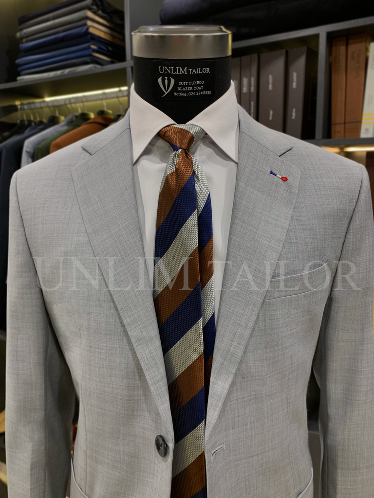 Blazer Xám Sáng Thùa Khuyết Milanese - detail images