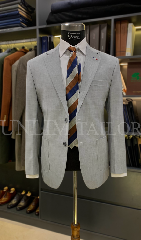 Blazer Xám Sáng Thùa Khuyết Milanese - detail images