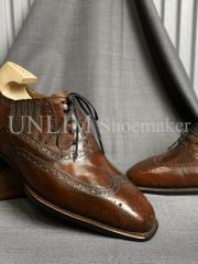 Giày Oxford Brogue Nâu Da Bò Ý - detail images