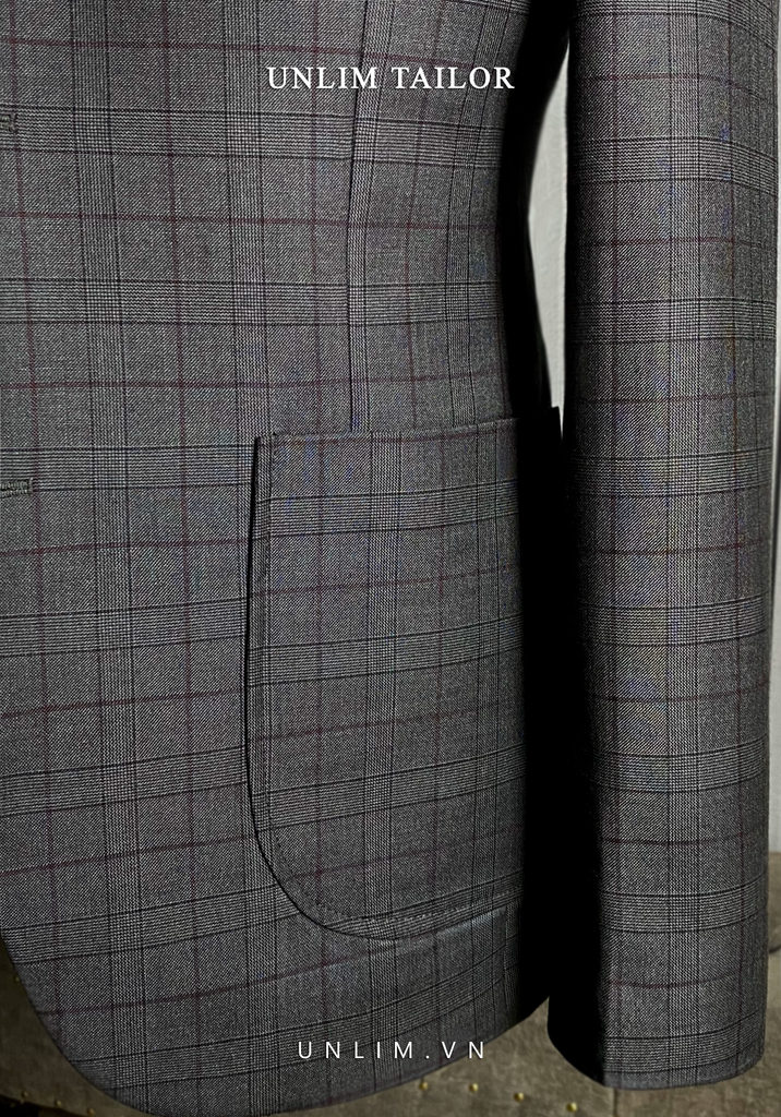 Suit Xám Kẻ Ô Cổ K - detail images