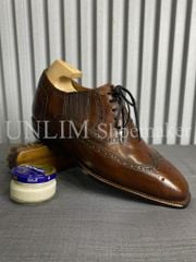 Giày Oxford Brogue Nâu Da Bò Ý - detail images