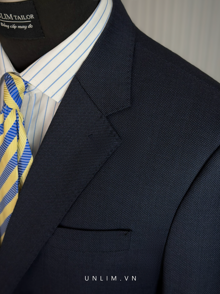 Blazer Midnight Blue họa tiết Bird’s Eye - detail images