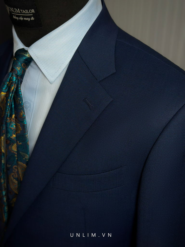 Suit Cổ K Hai Cúc Deep Teal Blue - detail images
