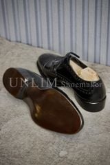 Giày Derby Đen Da Bò Ý Đế Nâu - detail images