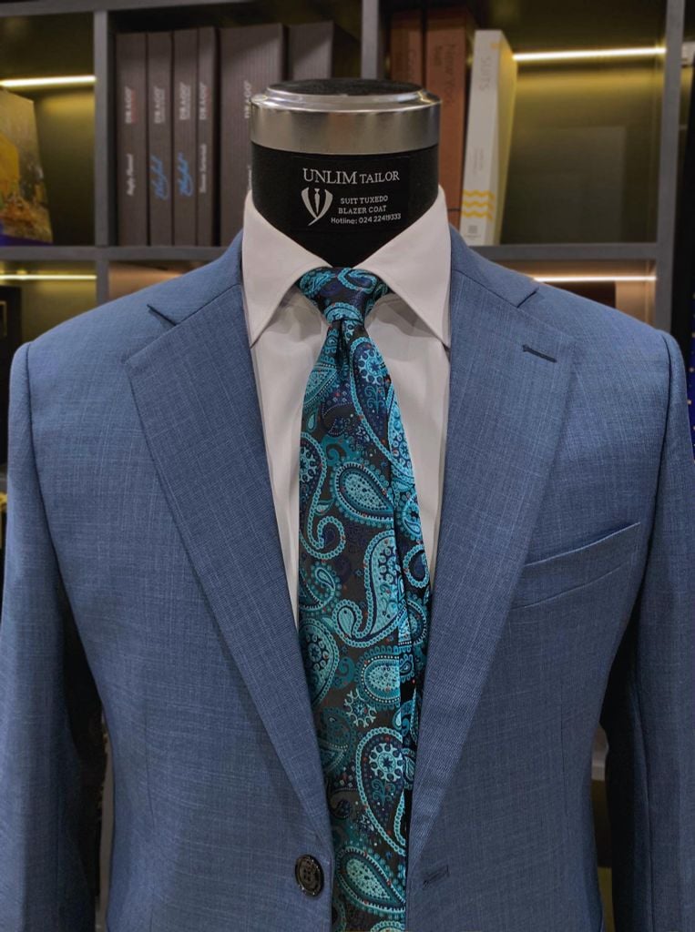 Blazer Xanh Navy Cổ K - detail images