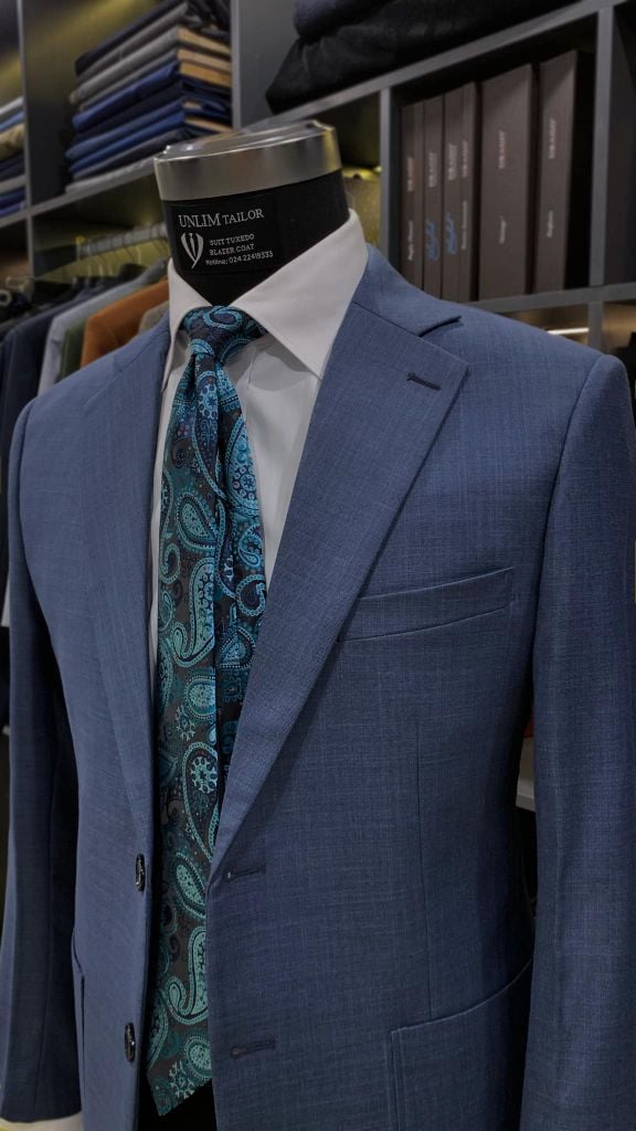Blazer Xanh Navy Cổ K - detail images