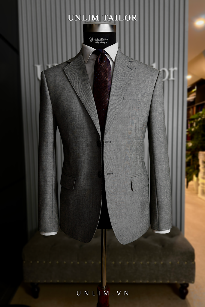 Blazer Xám Sáng Cổ K Vân Sóng - detail images