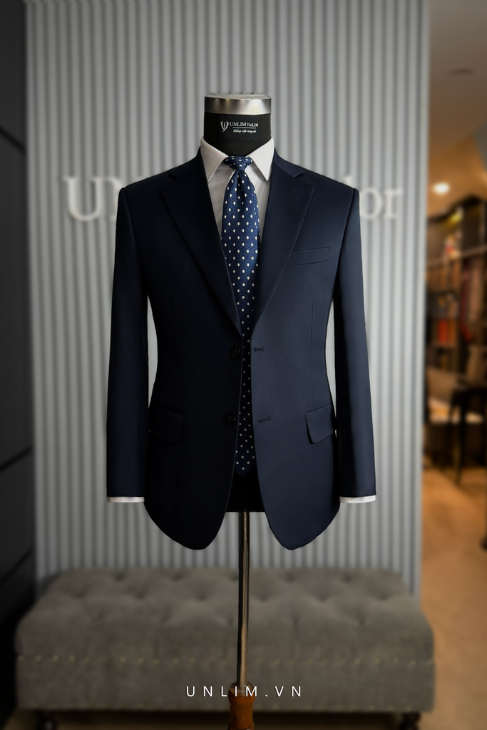 Suit Dark Navy Cổ K Hai Cúc - detail images