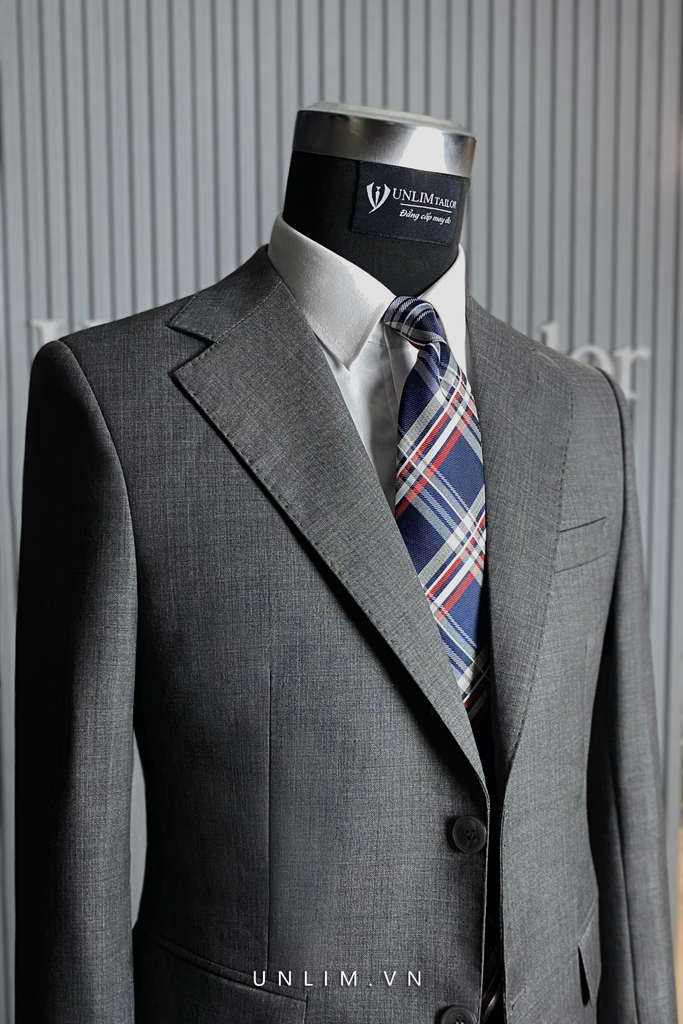 Suit Cổ K Hai Cúc Ghi Xước - detail images