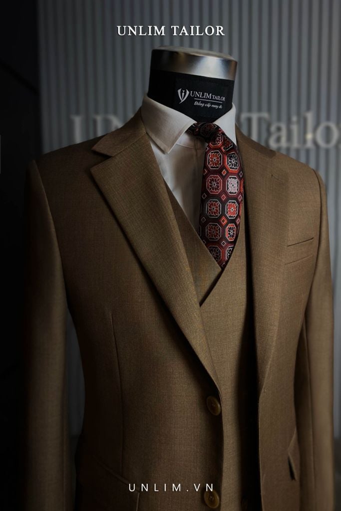 Suit Nâu Hai Cúc Cổ K - detail images