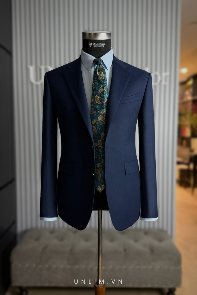 Suit Cổ K Hai Cúc Deep Teal Blue - detail images