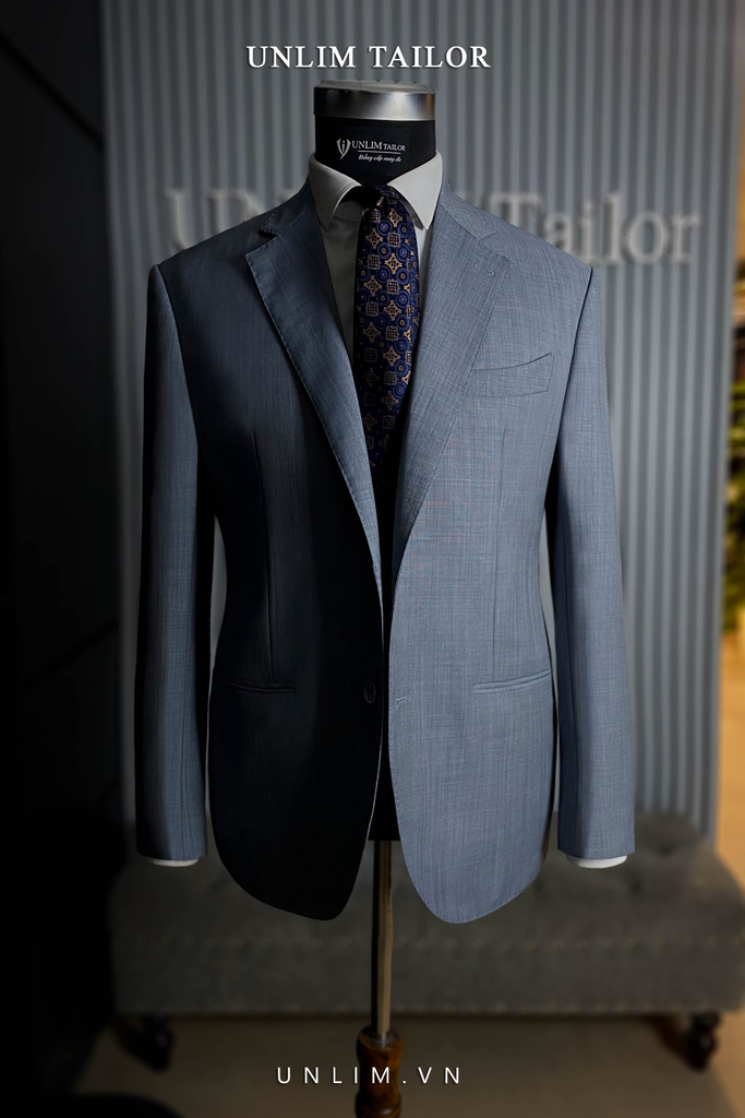 Blazer Xám Xanh Vân Xước - detail images