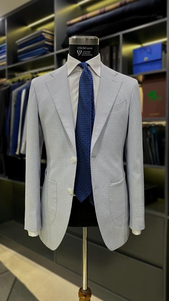 Blazer Xanh Trắng Hoạ Tiết Kẻ - detail images