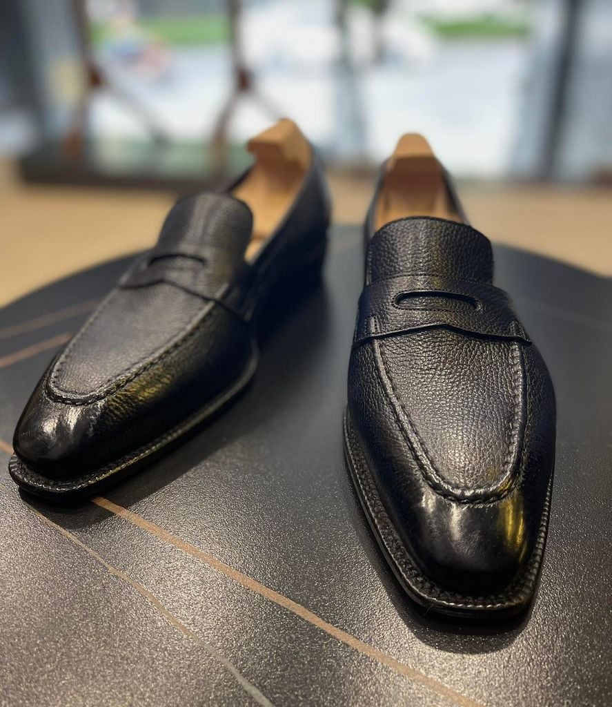 Giày Penny Loafer Dark Blue Da Bò Ý Đế Xanh - detail images