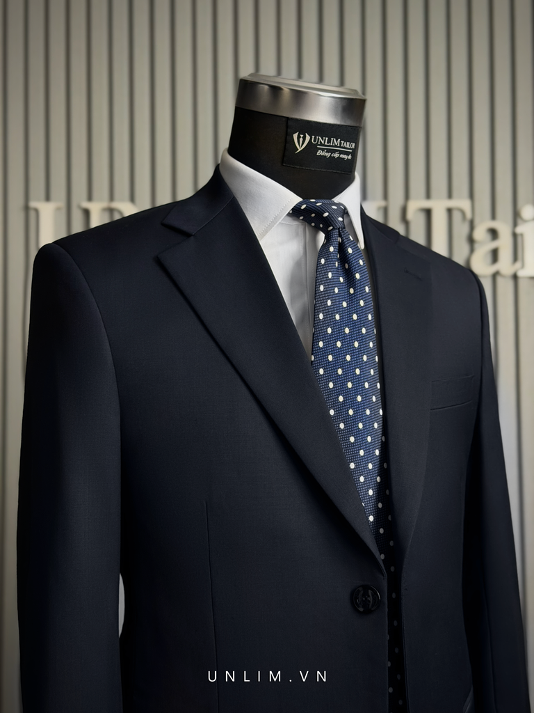 Suit Dark Navy Cổ K Hai Cúc - detail images