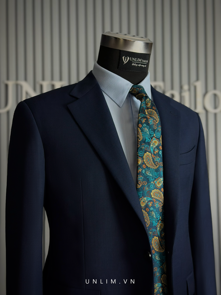 Suit Cổ K Hai Cúc Deep Teal Blue - detail images