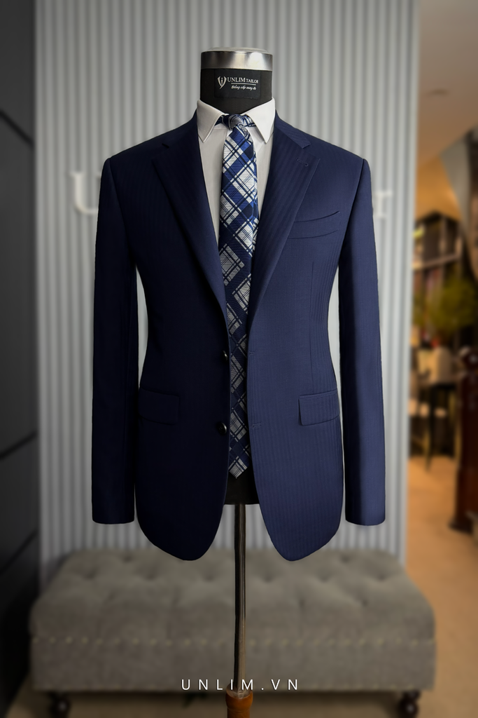 Suit Dark Blue Vân Chìm Herringbone - detail images