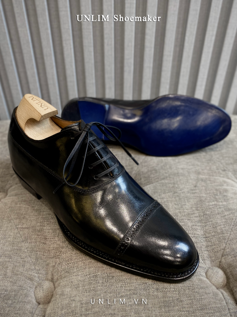 Giày Oxford Đen Đế Xanh - detail images