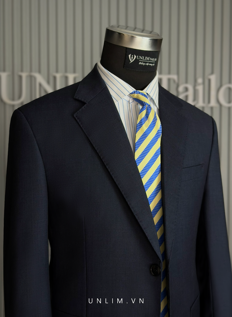 Blazer Midnight Blue họa tiết Bird’s Eye - detail images