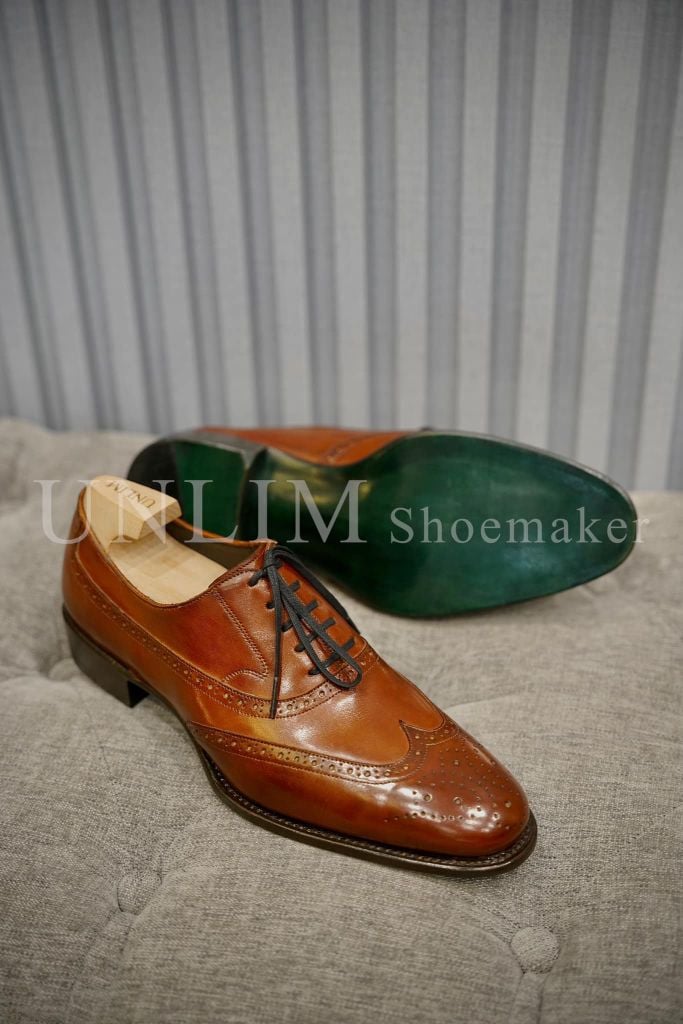 Giày Oxford Brogue Nâu Da Bò Ý - detail images