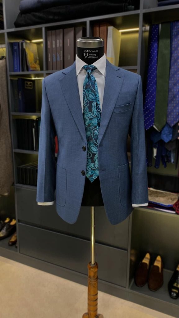 Blazer Xanh Navy Cổ K - detail images