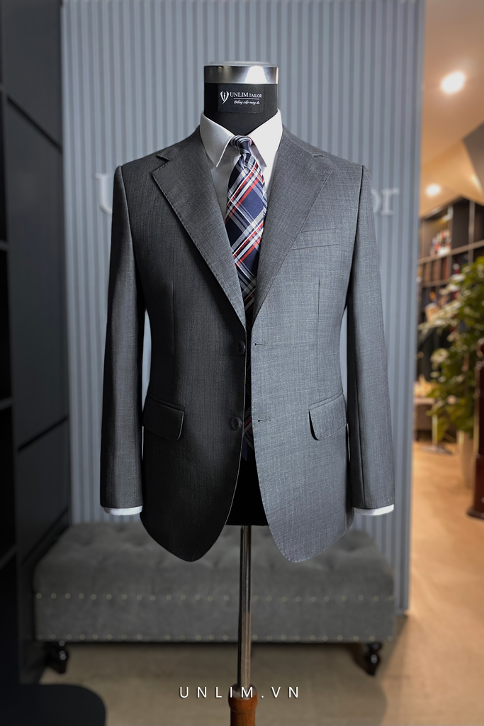 Suit Cổ K Hai Cúc Ghi Xước - detail images