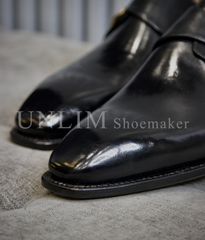 Giày Single Monkstrap Đen Da Bò Ý - detail images