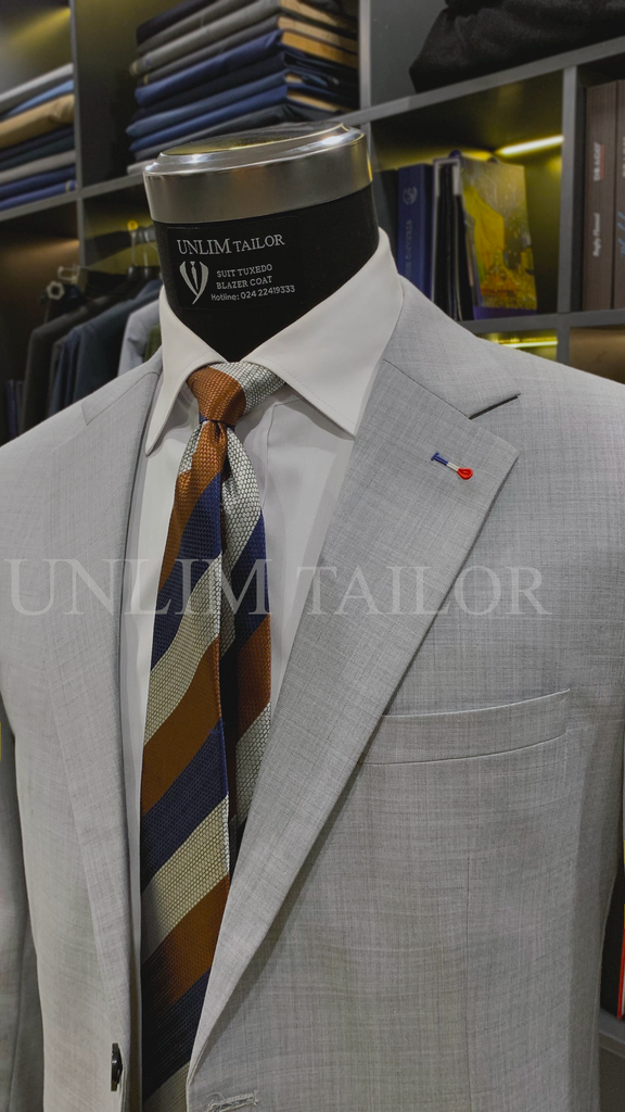 Blazer Xám Sáng Thùa Khuyết Milanese - detail images