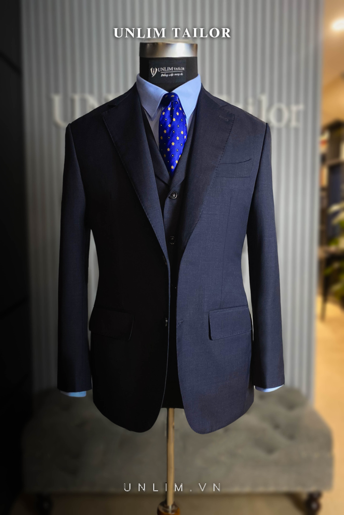 Suit Xanh Tối Cổ Điển Vân Chìm - detail images