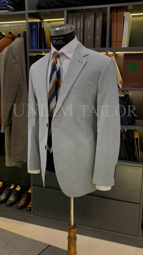 Blazer Xám Sáng Thùa Khuyết Milanese - detail images